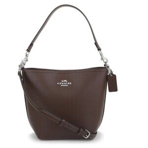 Coach City Large Bucket Bag in a dark brown pebbled leather